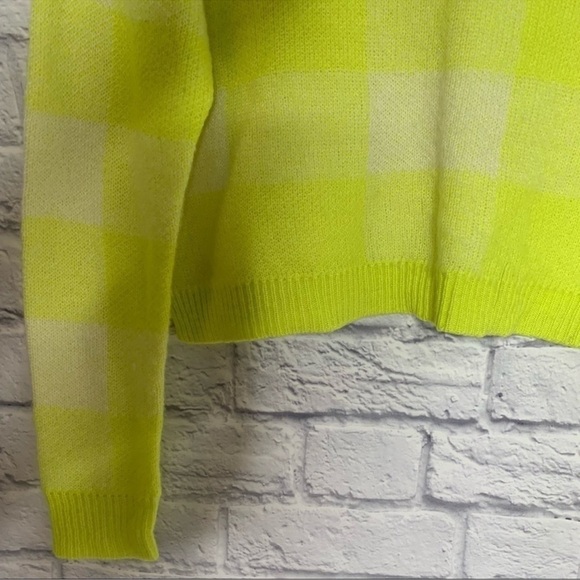 TenSixtySherman Women's Neon Yellow Checkered Sweater - Picture 8 of 11